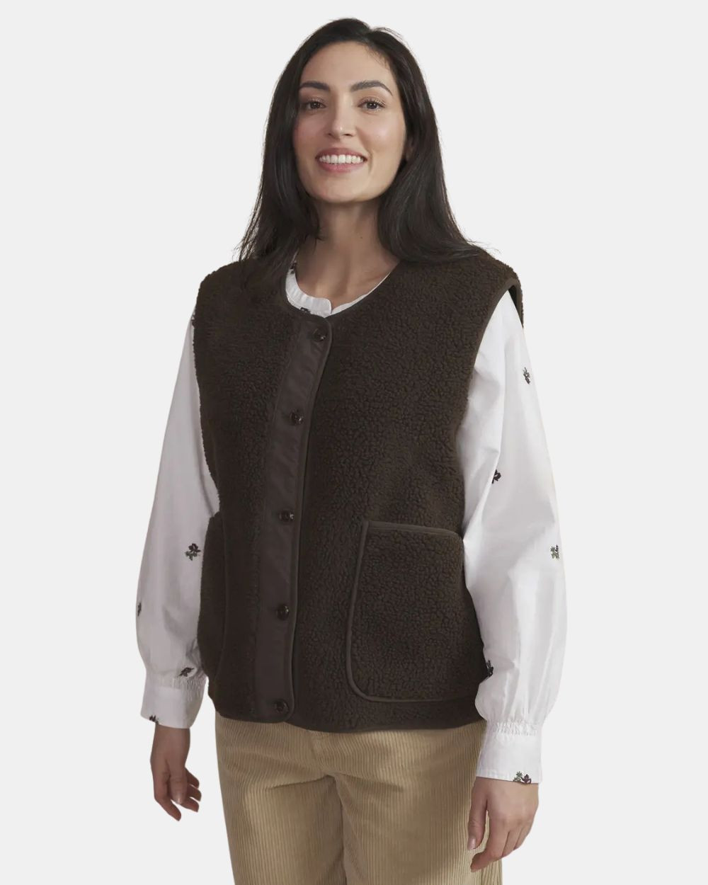 Gilet sans manches avec poches brun