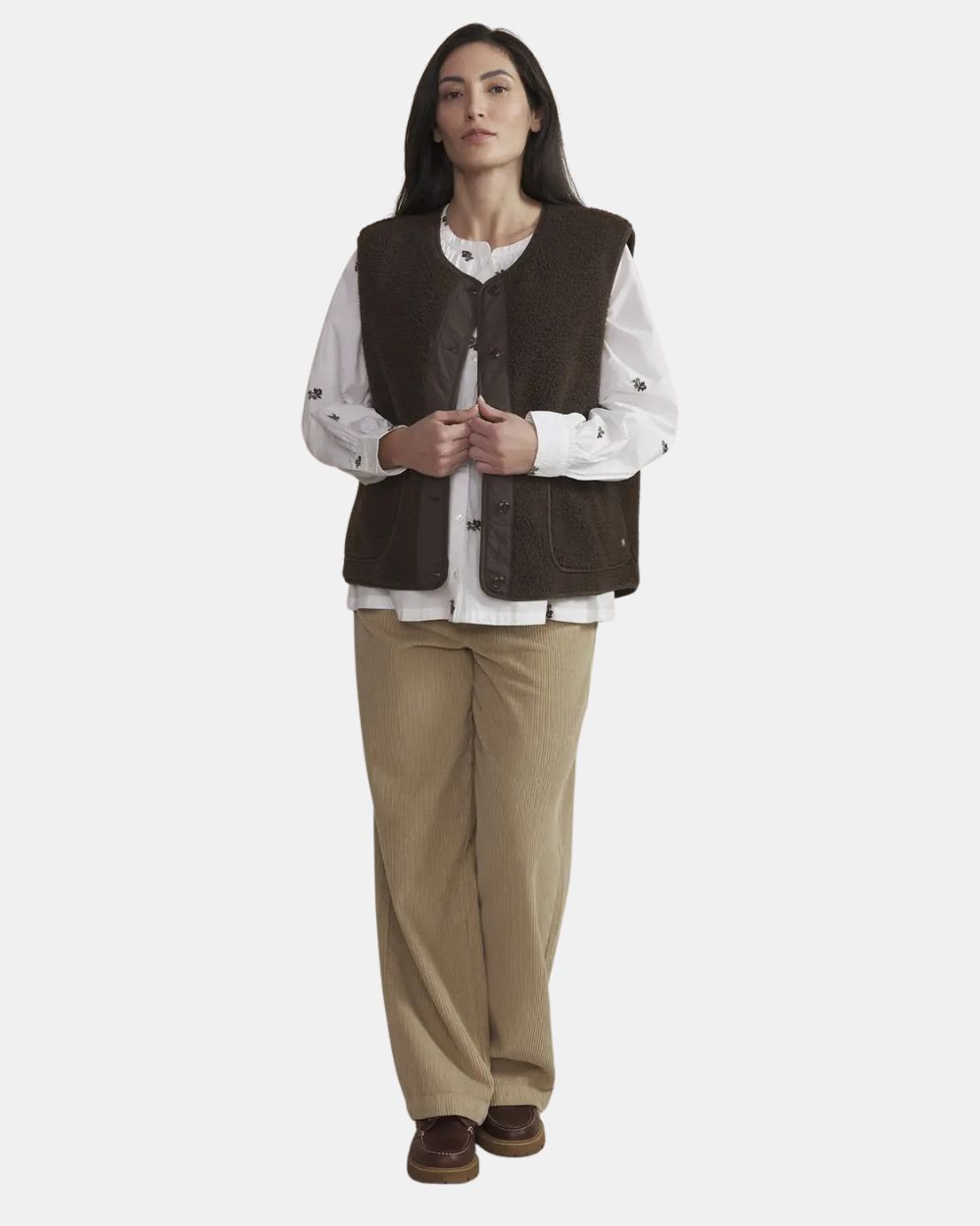 Gilet sans manches avec poches brun
