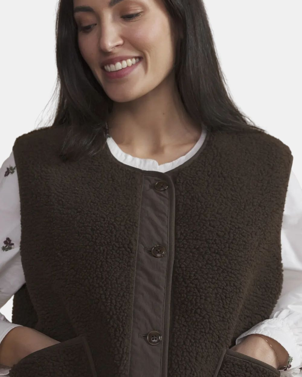 Gilet sans manches avec poches brun