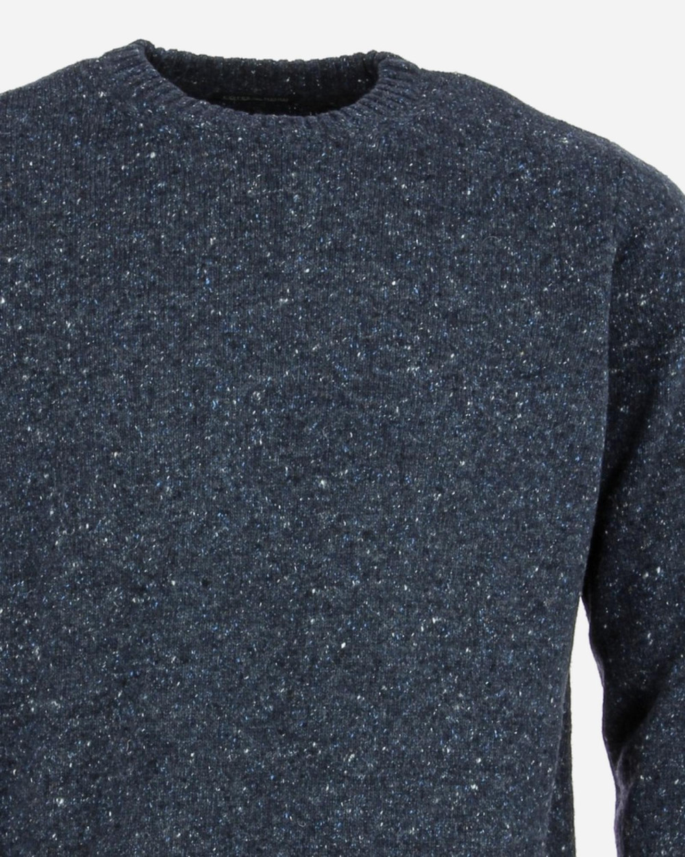 Pull ras de cou chiné bleu