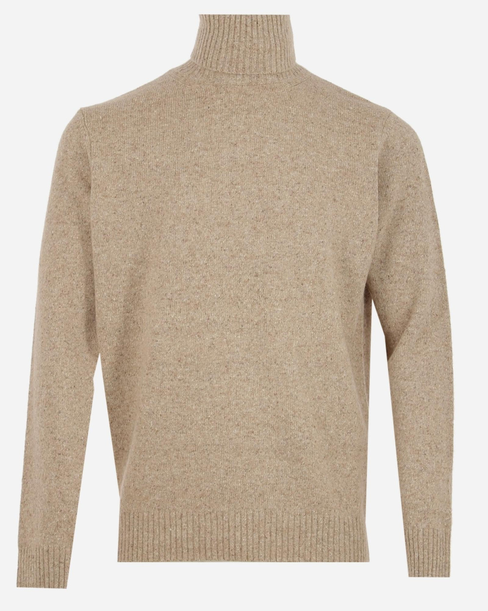 Pull col roulé chiné beige