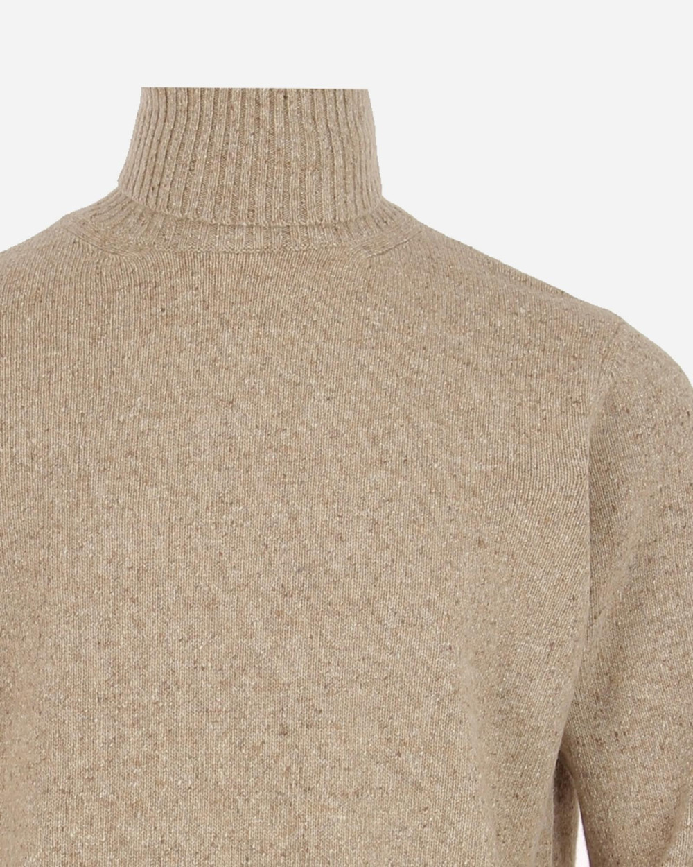 Pull col roulé chiné beige