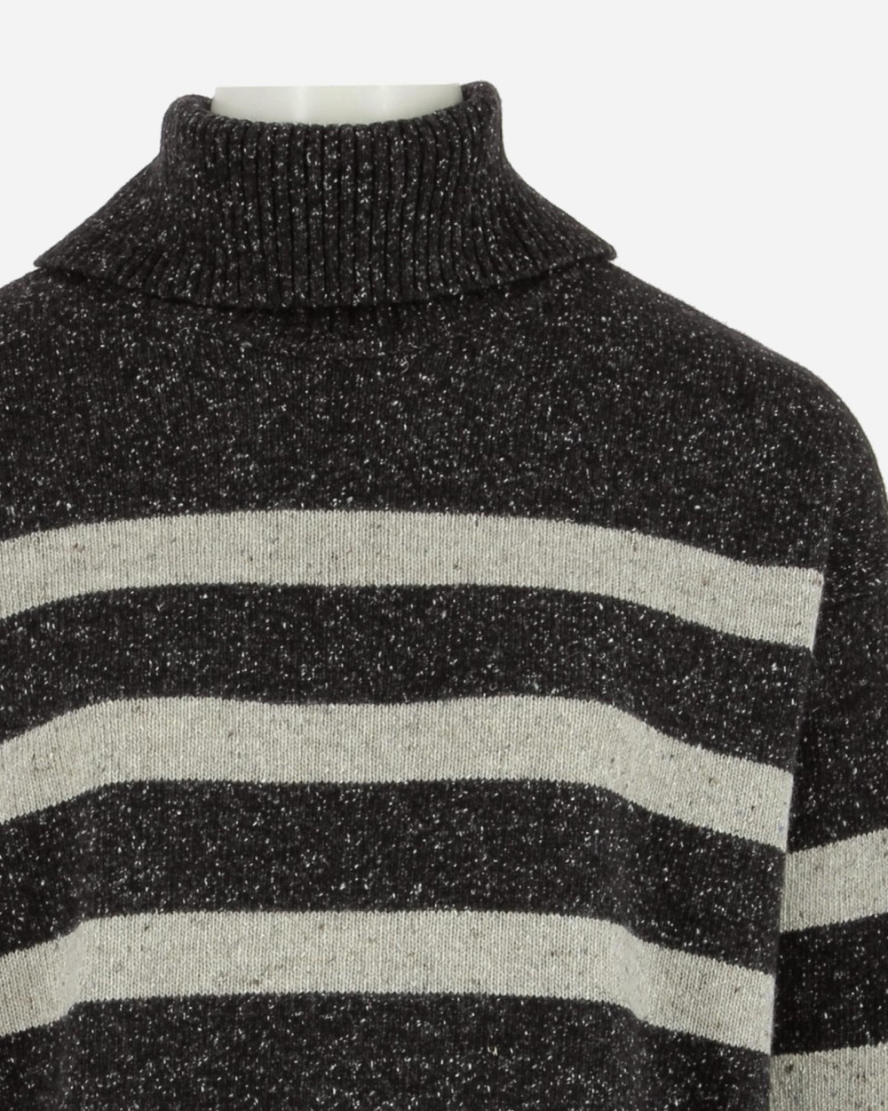 Pull col roulé chiné rayé anthra-gris
