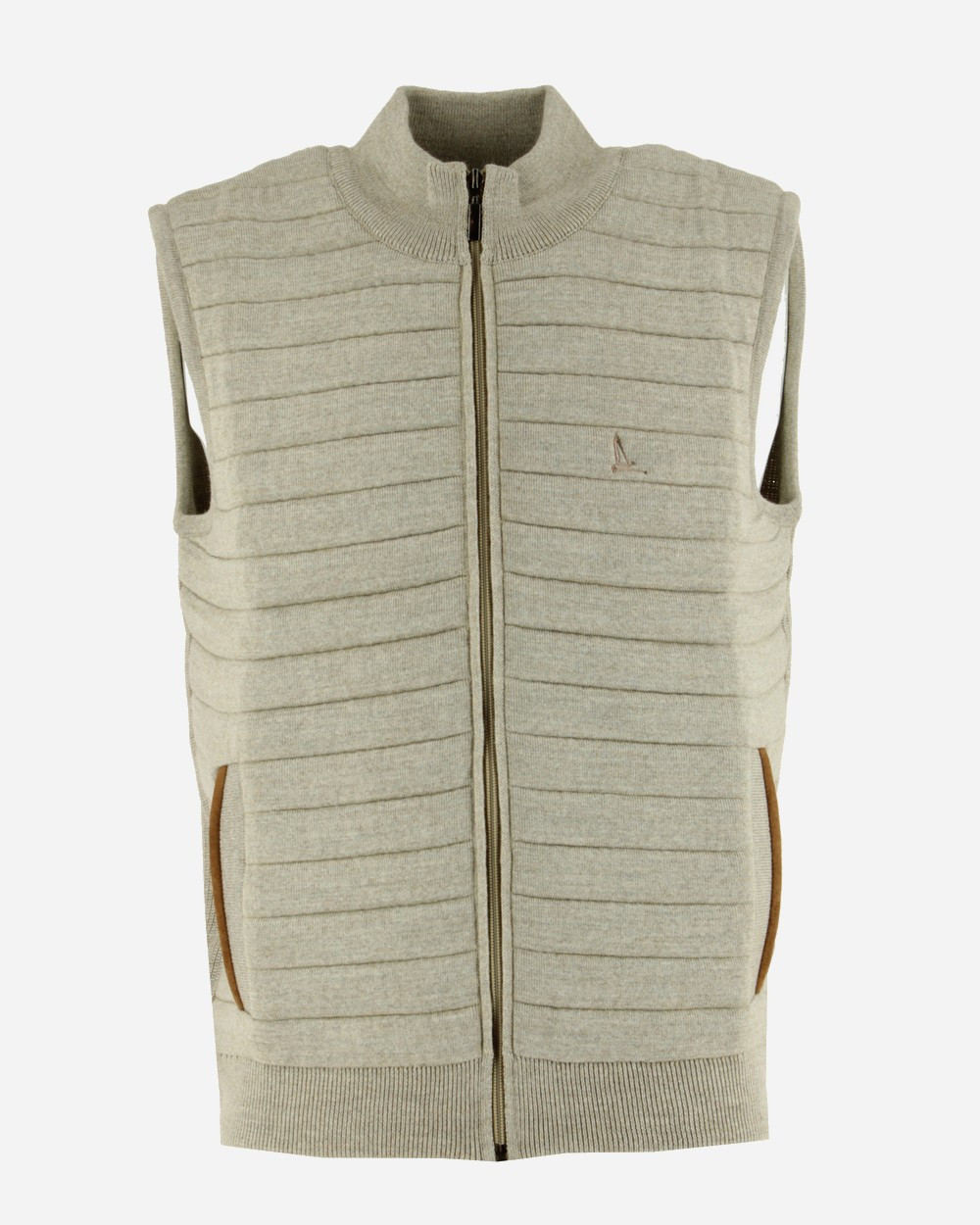 Veste zippée sans manches beige