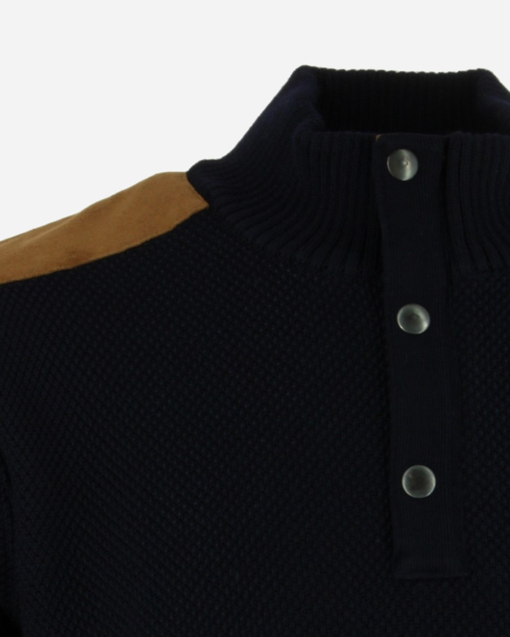 Pull troyer détails suédine navy