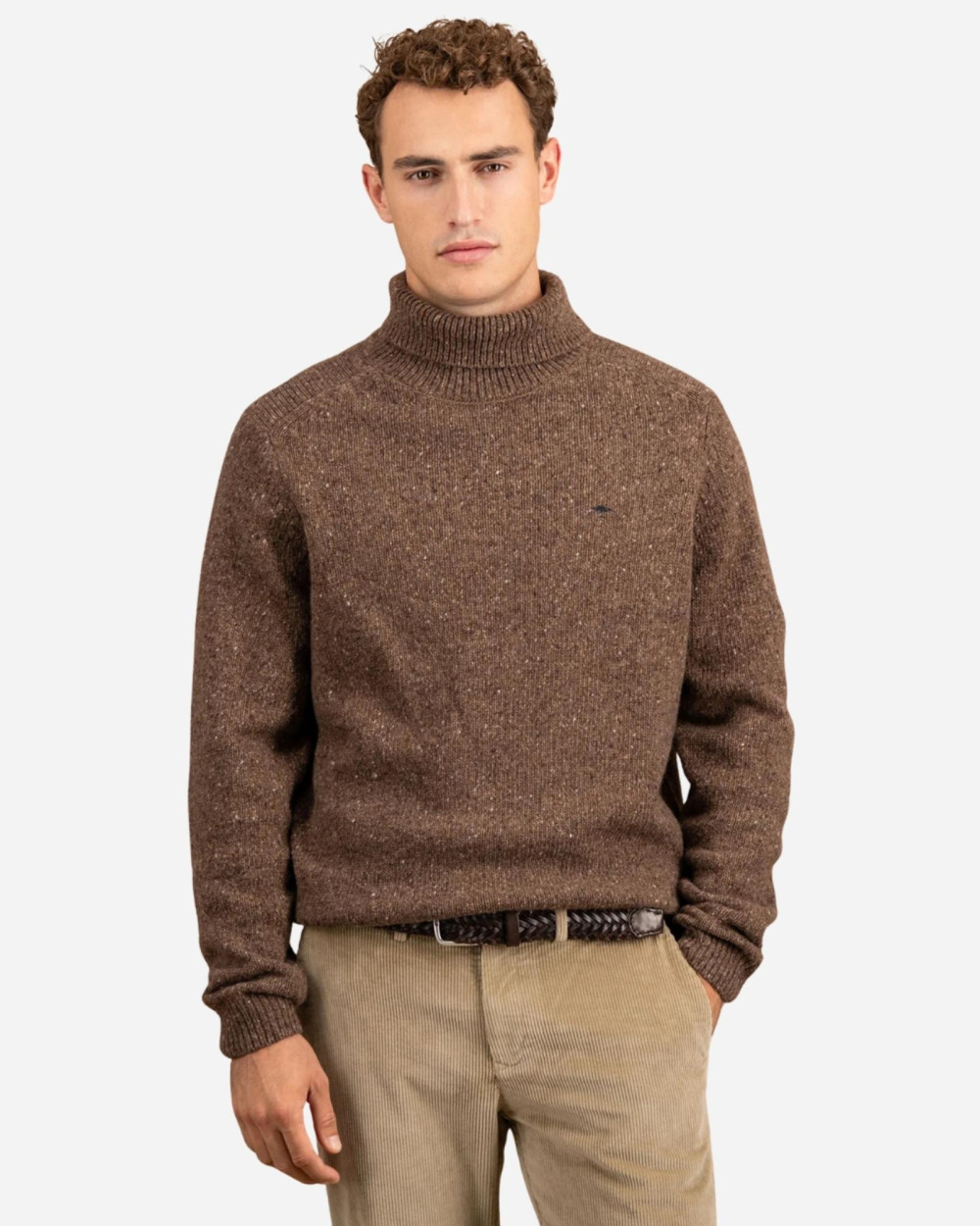 Pull col roulé chiné dark chocolate