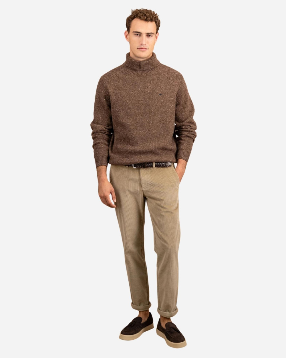 Pull col roulé chiné dark chocolate