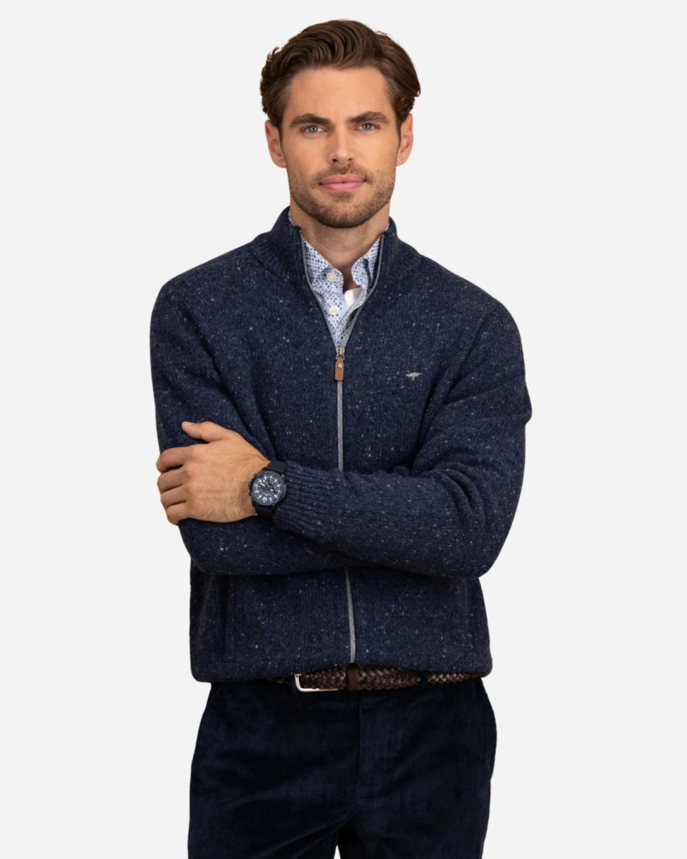 Gilet zippé chiné navy