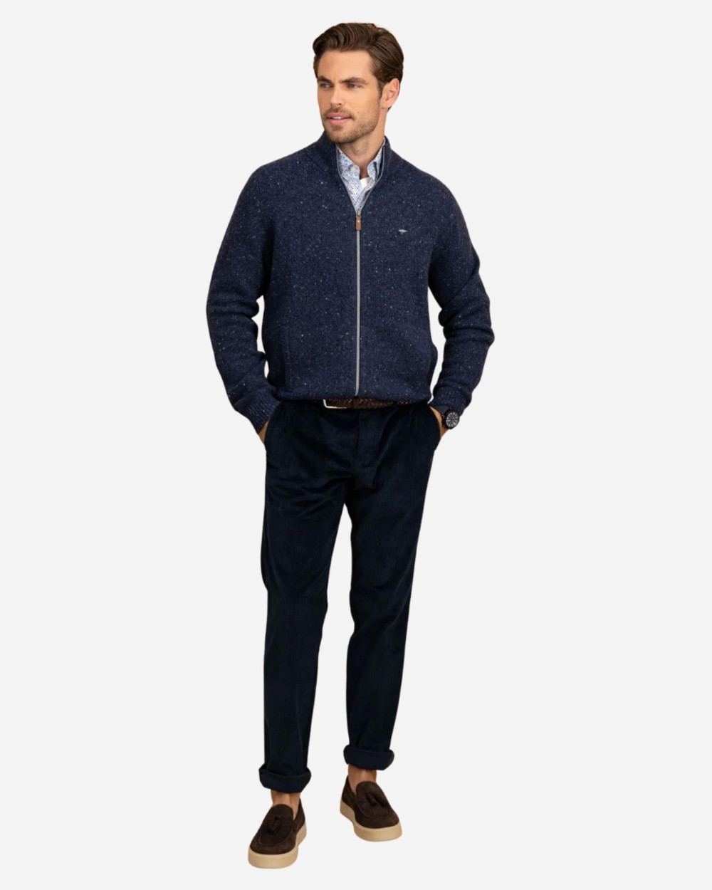 Gilet zippé chiné navy