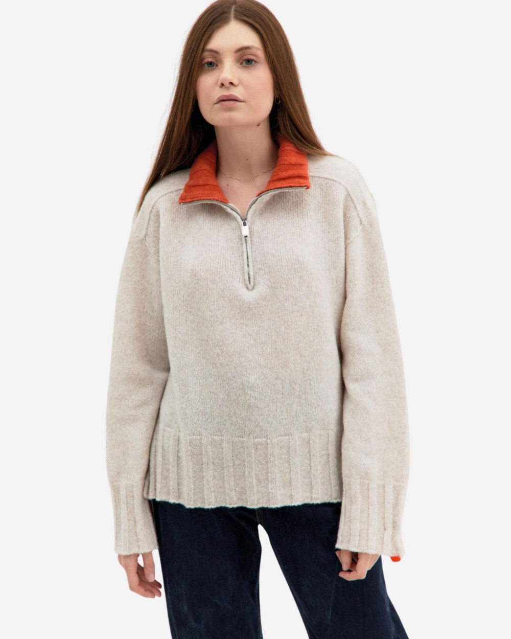Pull troyer bicolore beige