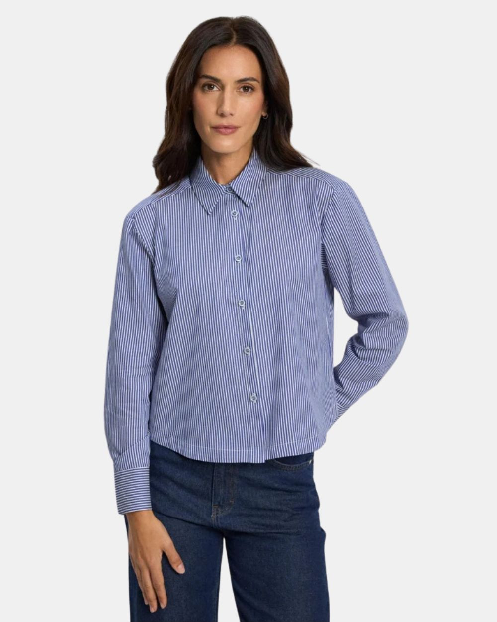 Blouse rayée bleue et blanche azul