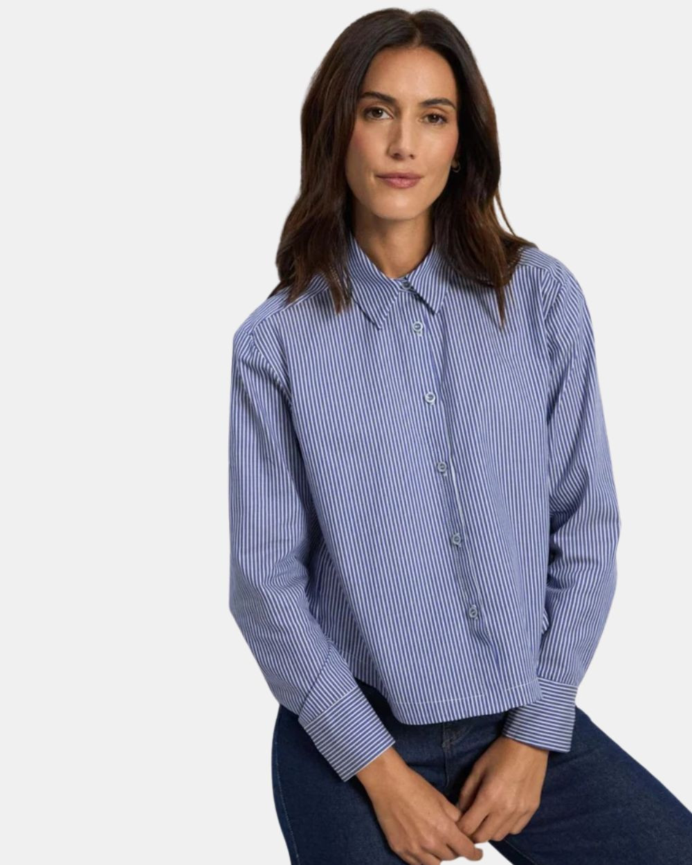 Blouse rayée bleue et blanche azul