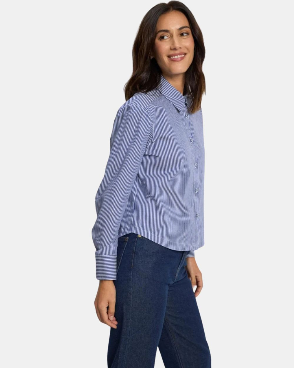 Blouse rayée bleue et blanche azul