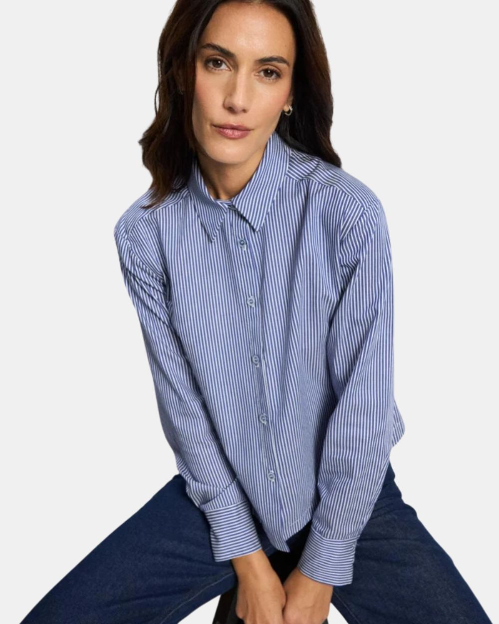 Blouse rayée bleue et blanche azul