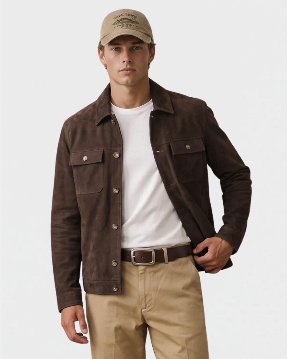 Veste en cuir effet daim soil