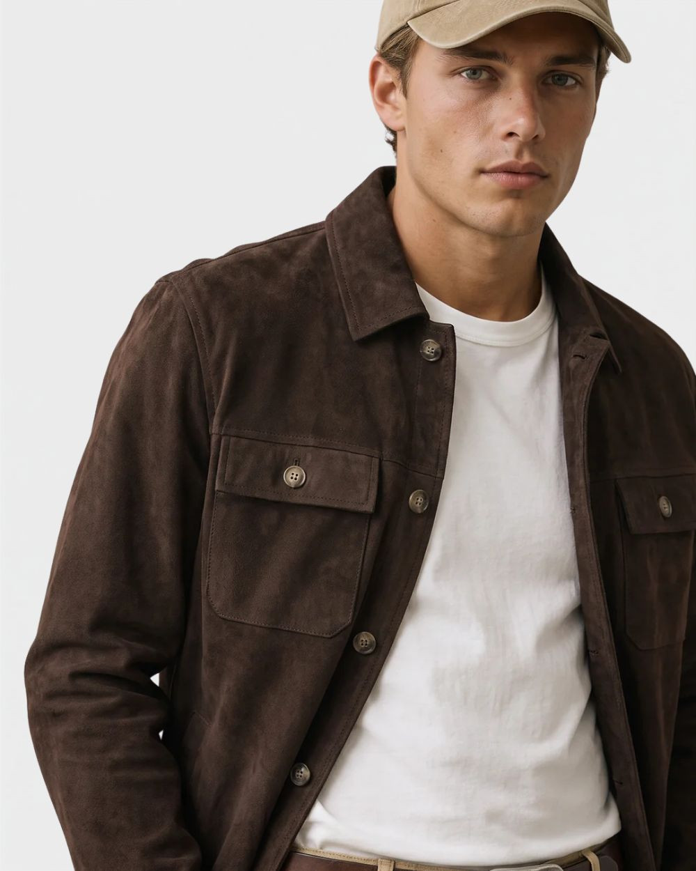 Veste en cuir effet daim soil