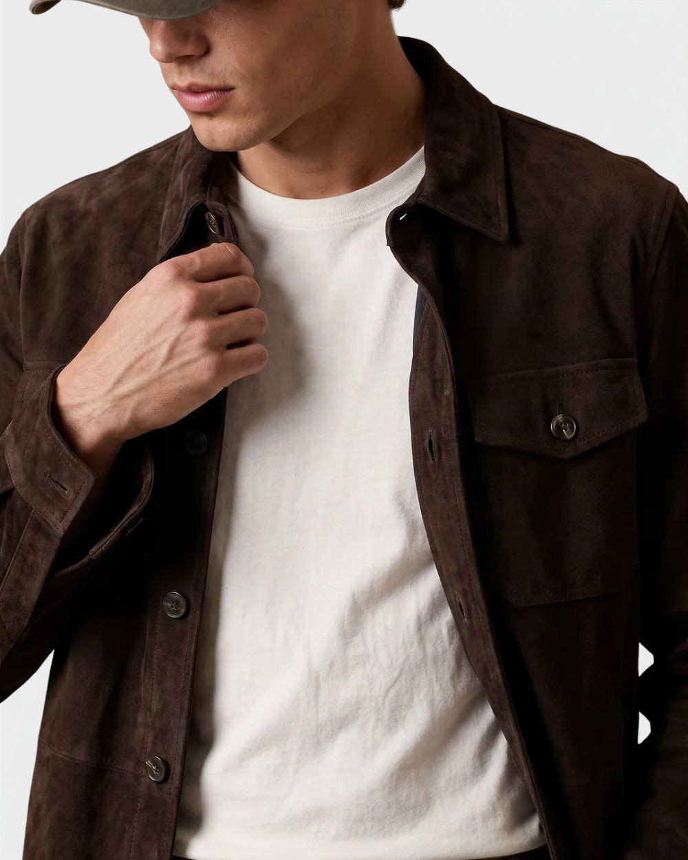 Veste en cuir effet daim soil