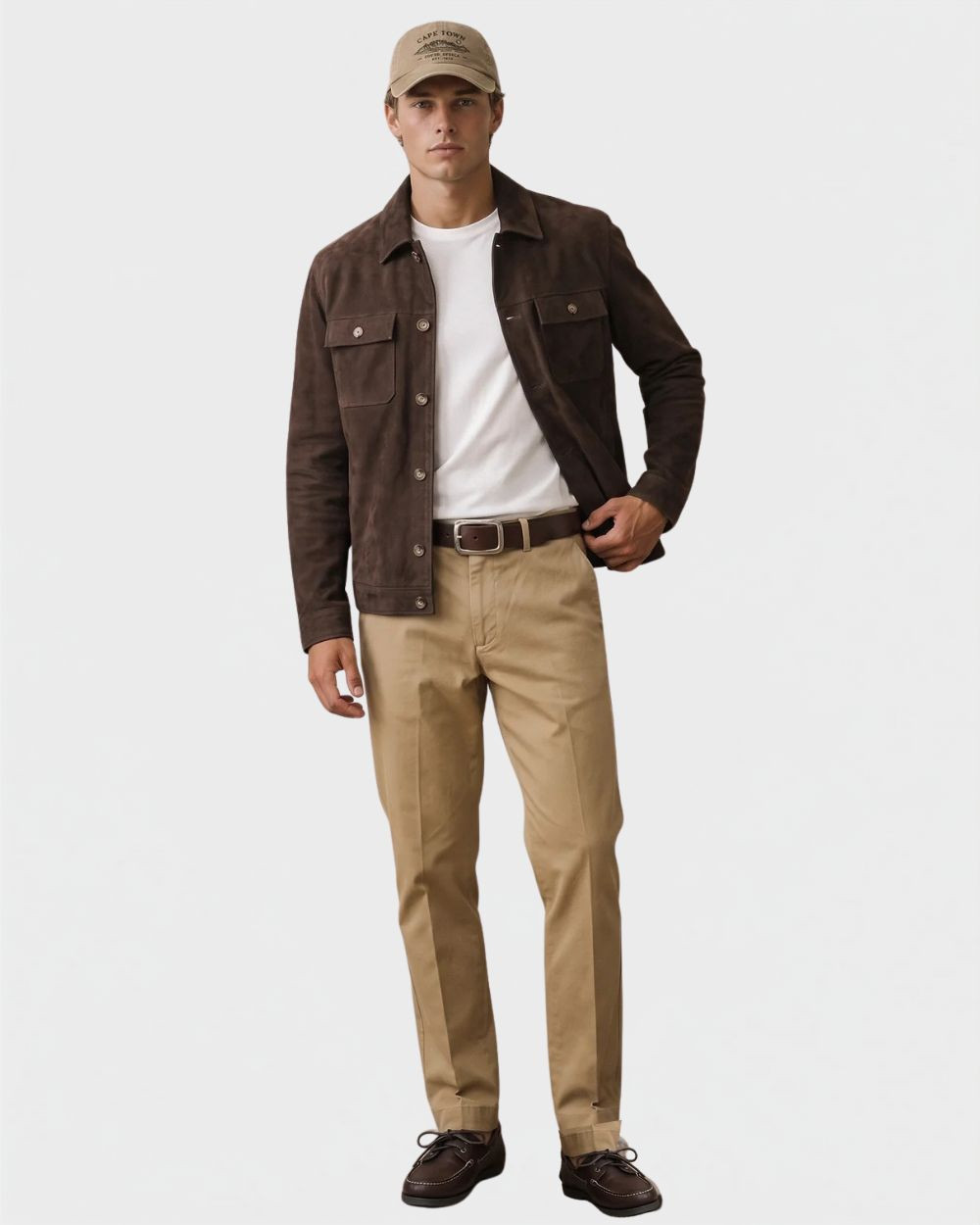 Veste en cuir effet daim soil