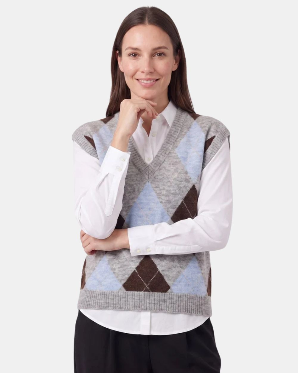 Pull sans manches losange light grey melange