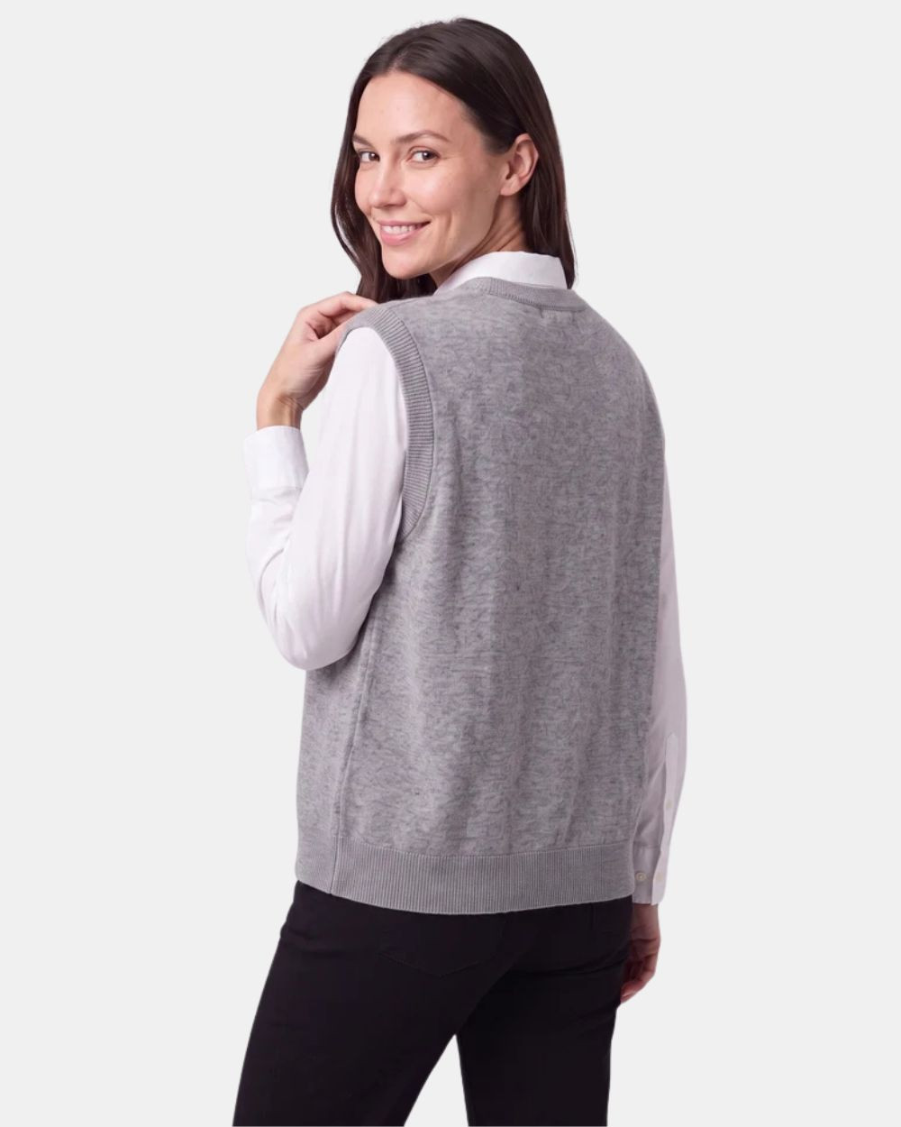 Pull sans manches losange light grey melange