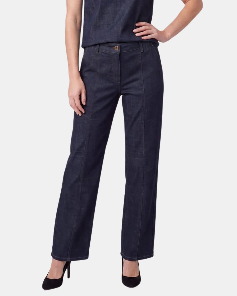 Jean droit jambes larges dark blue denim