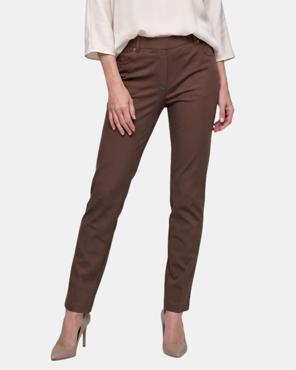 Pantalon droit sans bouton choco