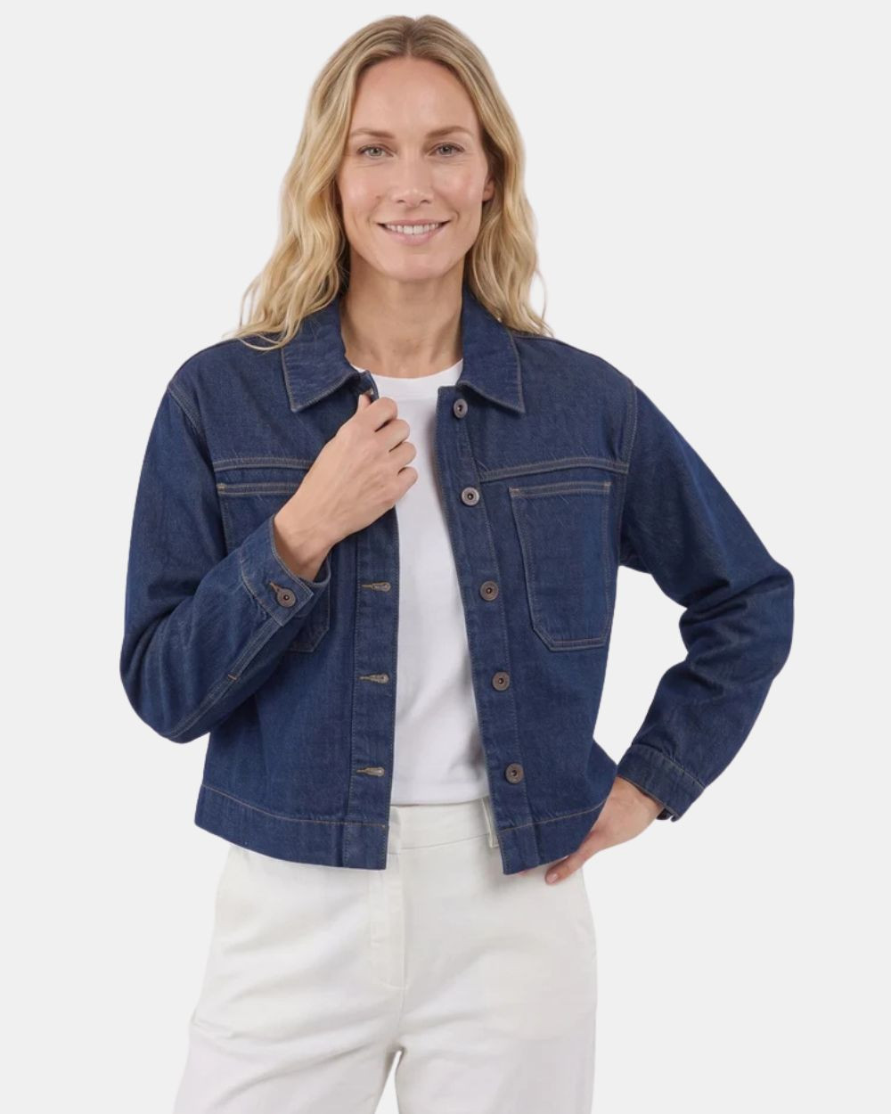 Veste courte en jean dark blue denim