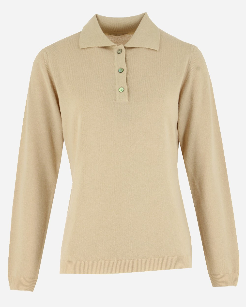 Pull col polo uni beige