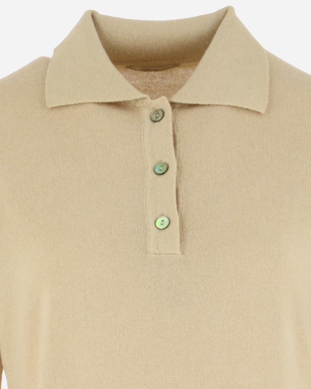 Pull col polo uni beige