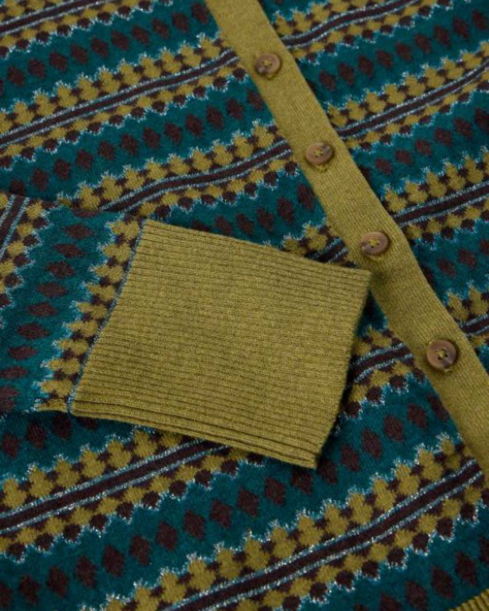 Cardigan motif graphique teal mlt