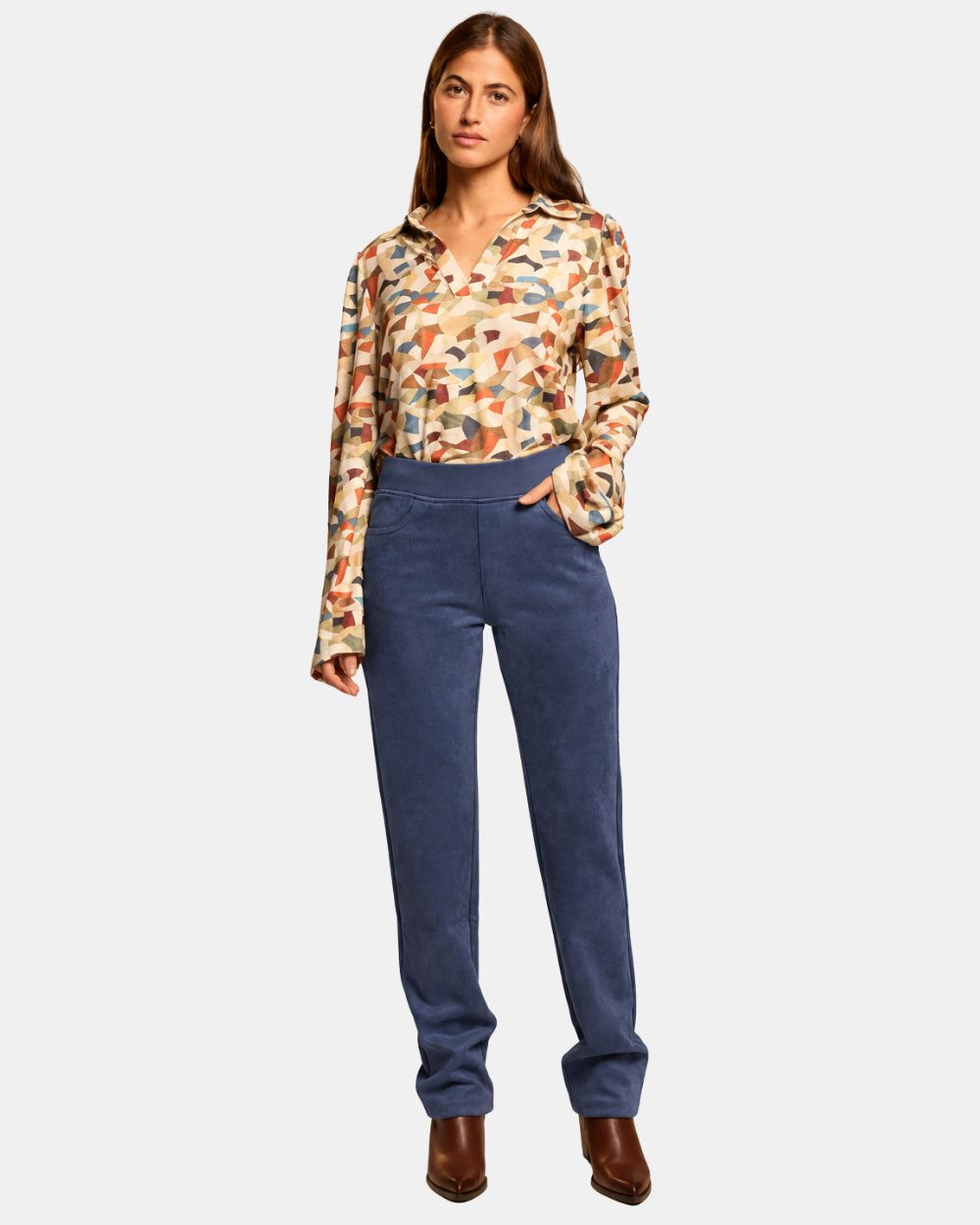 Pantalon skinny en suédine navy