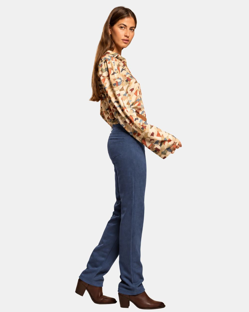 Pantalon skinny en suédine navy