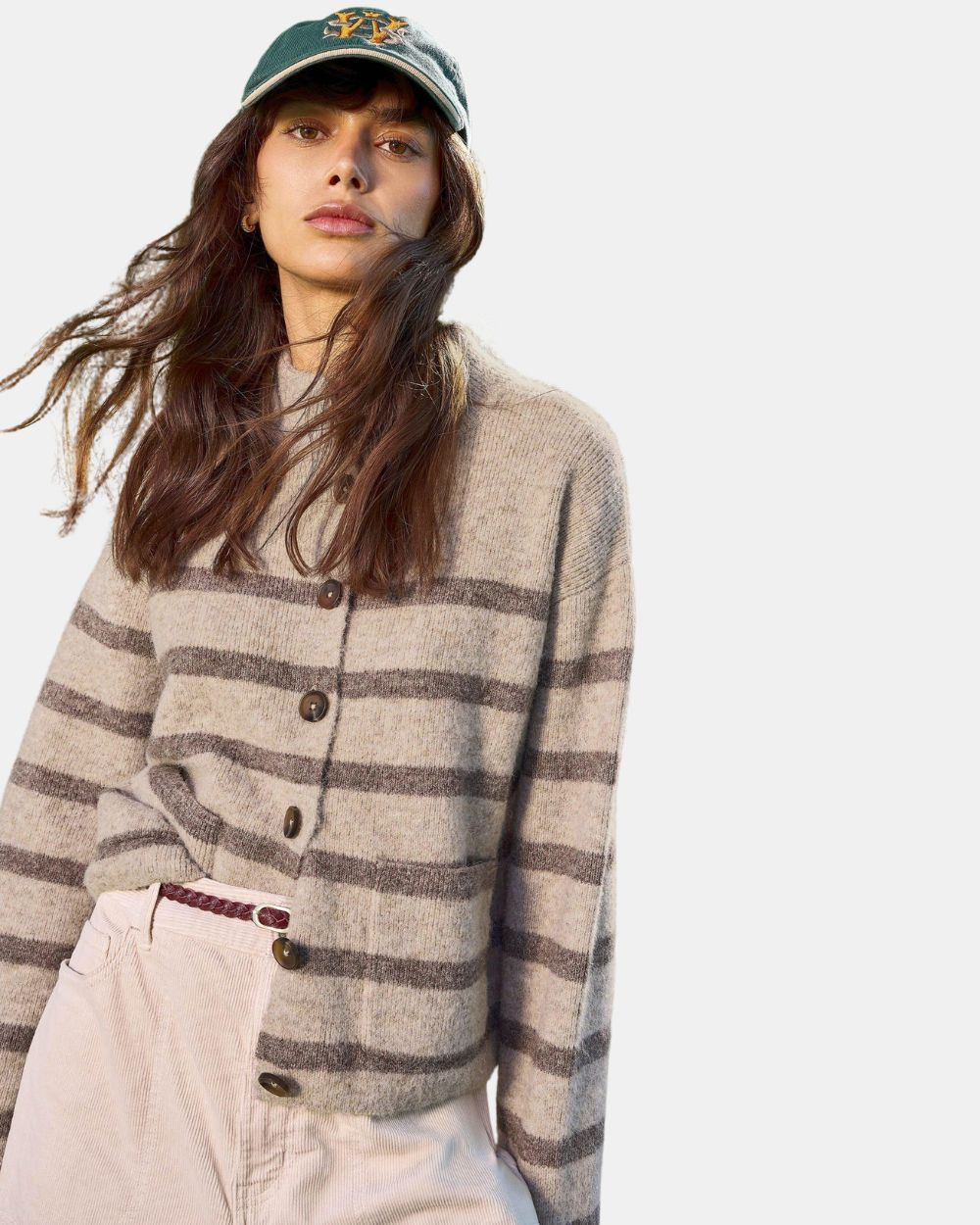 Cardigan duveteux avec poches nat multi