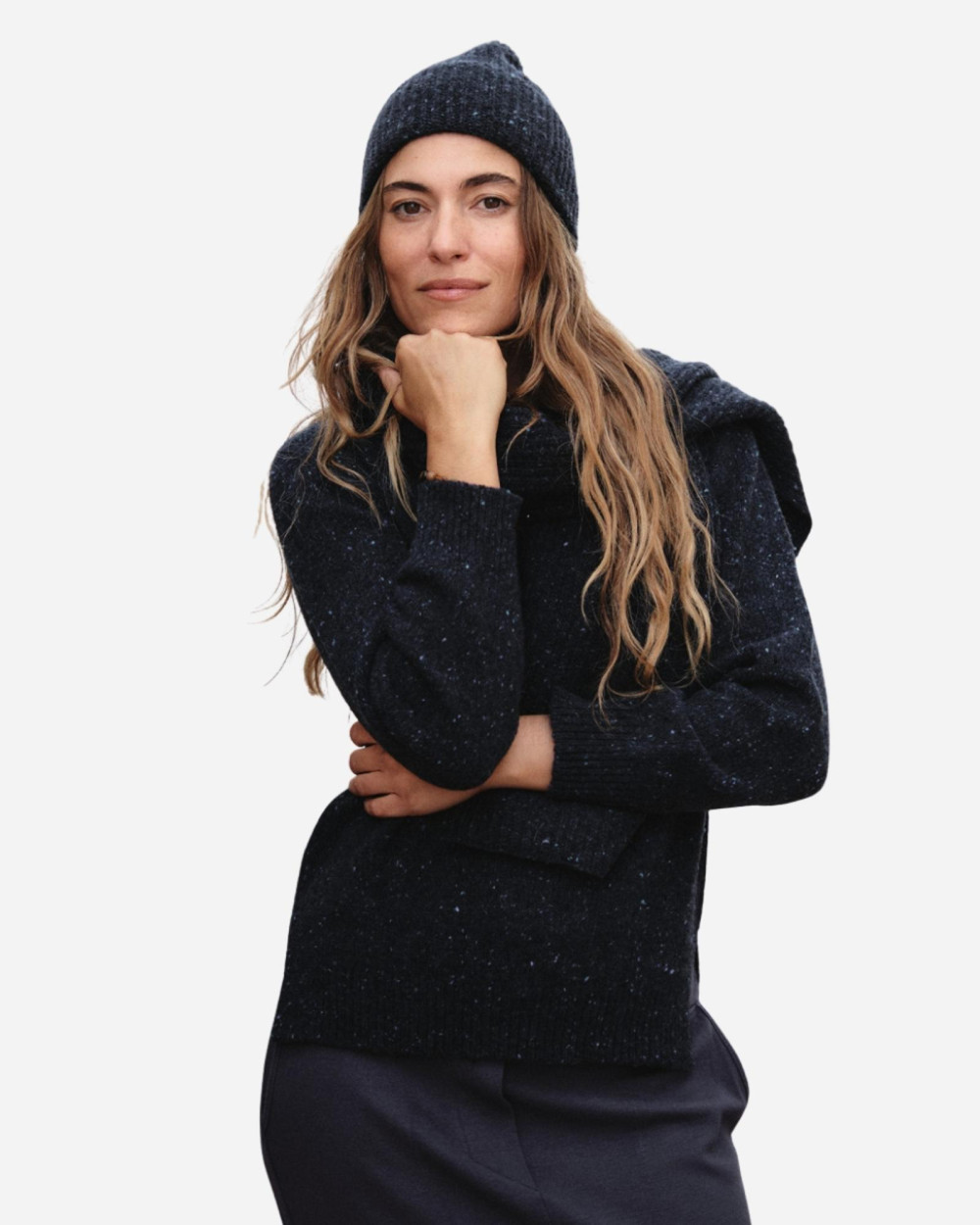 Bonnet uni en laine mari
