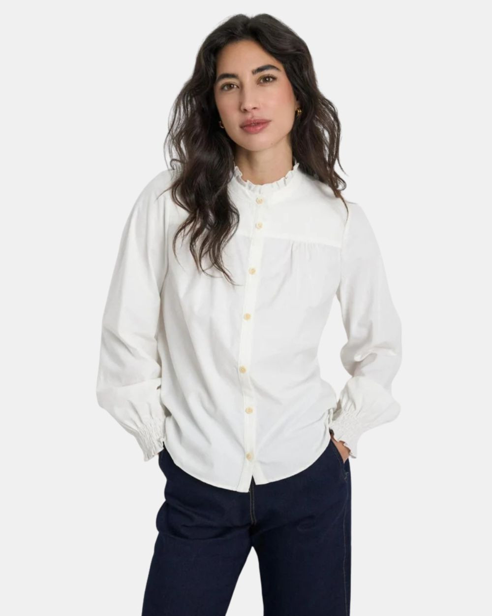 Chemisier micro-velours côtelé off white