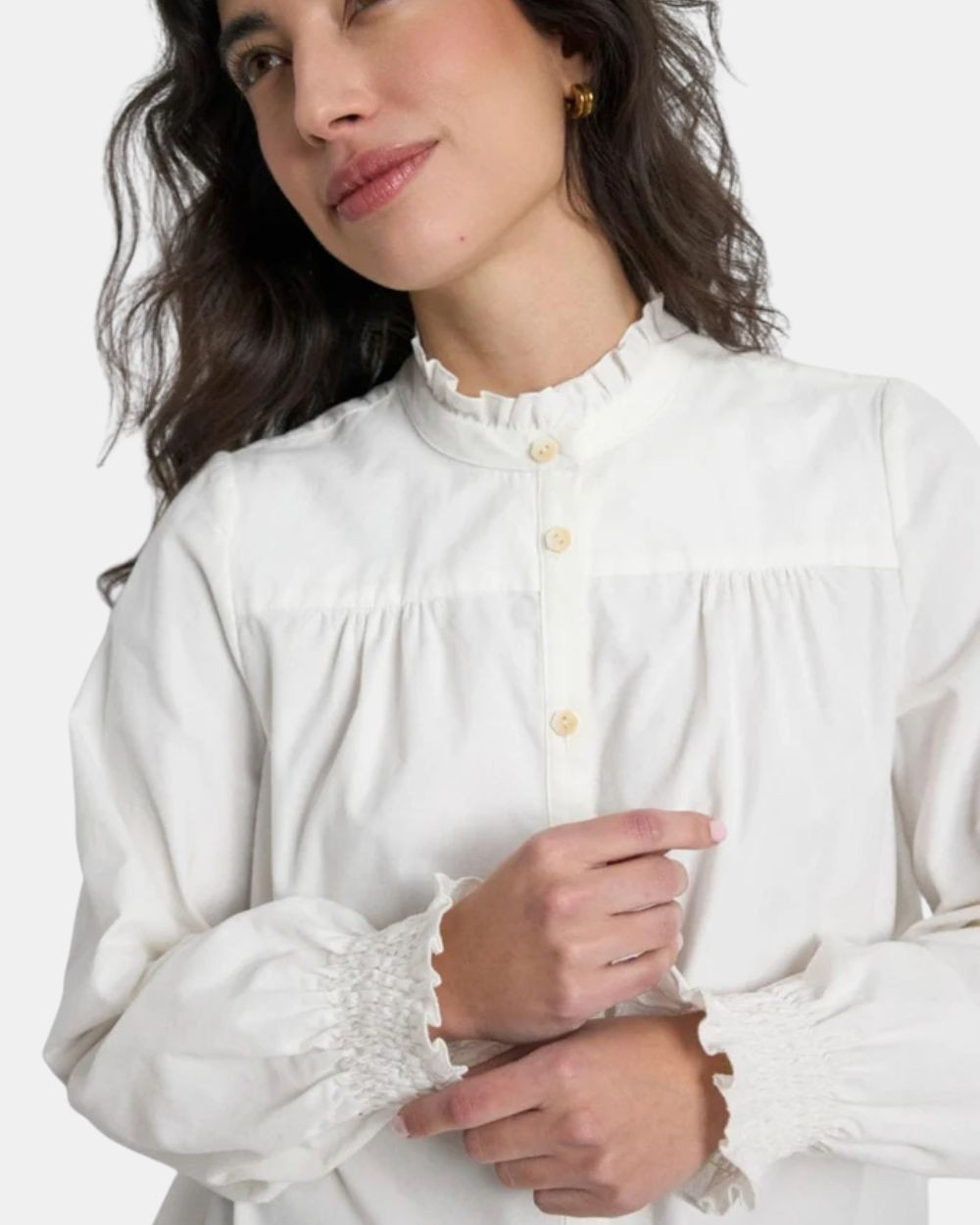 Chemisier micro-velours côtelé off white