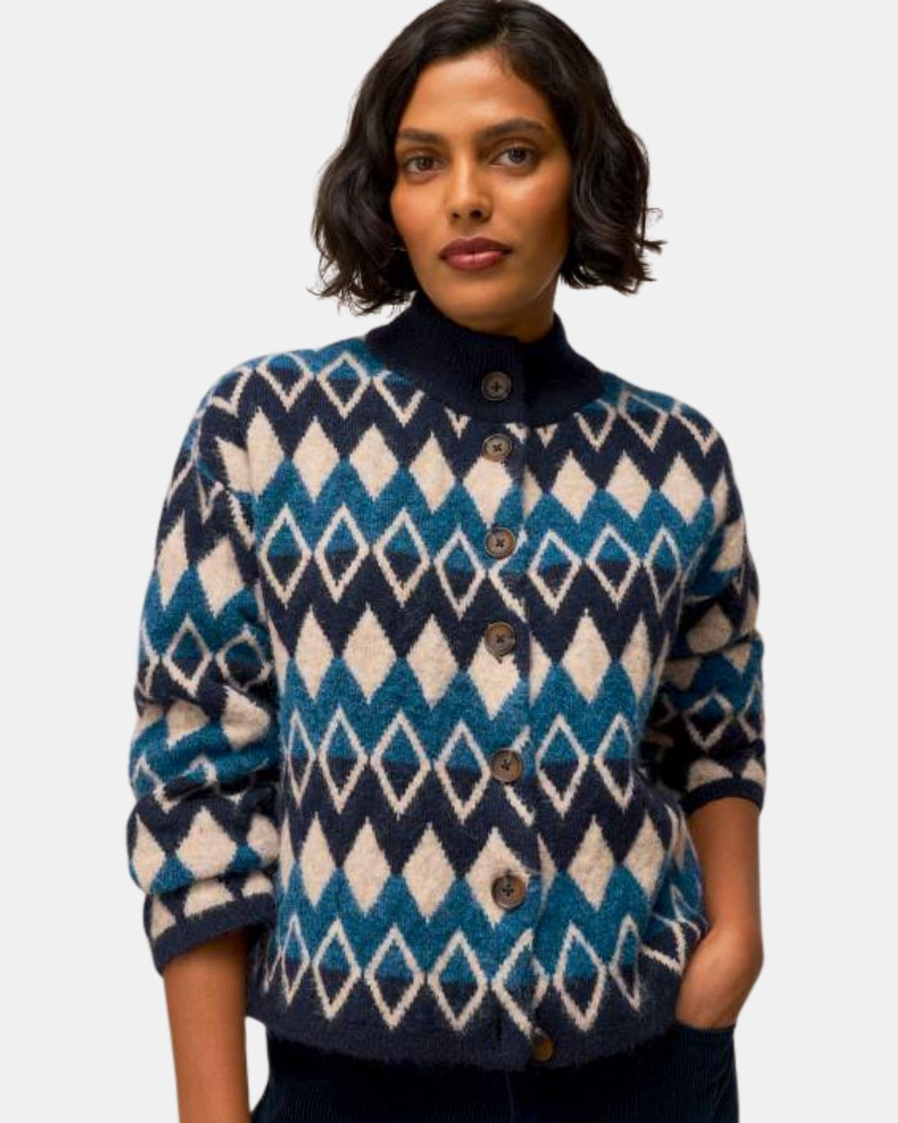 Cardigan motifs géométriques blue mlt