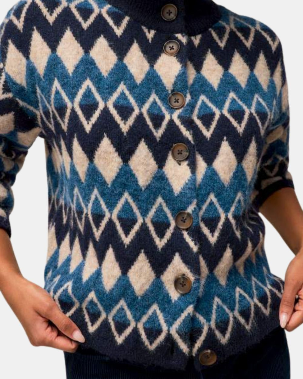 Cardigan motifs géométriques blue mlt