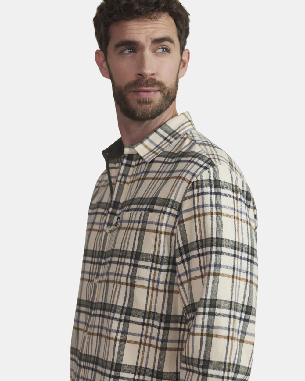 Chemise en flanelle à carreaux beige