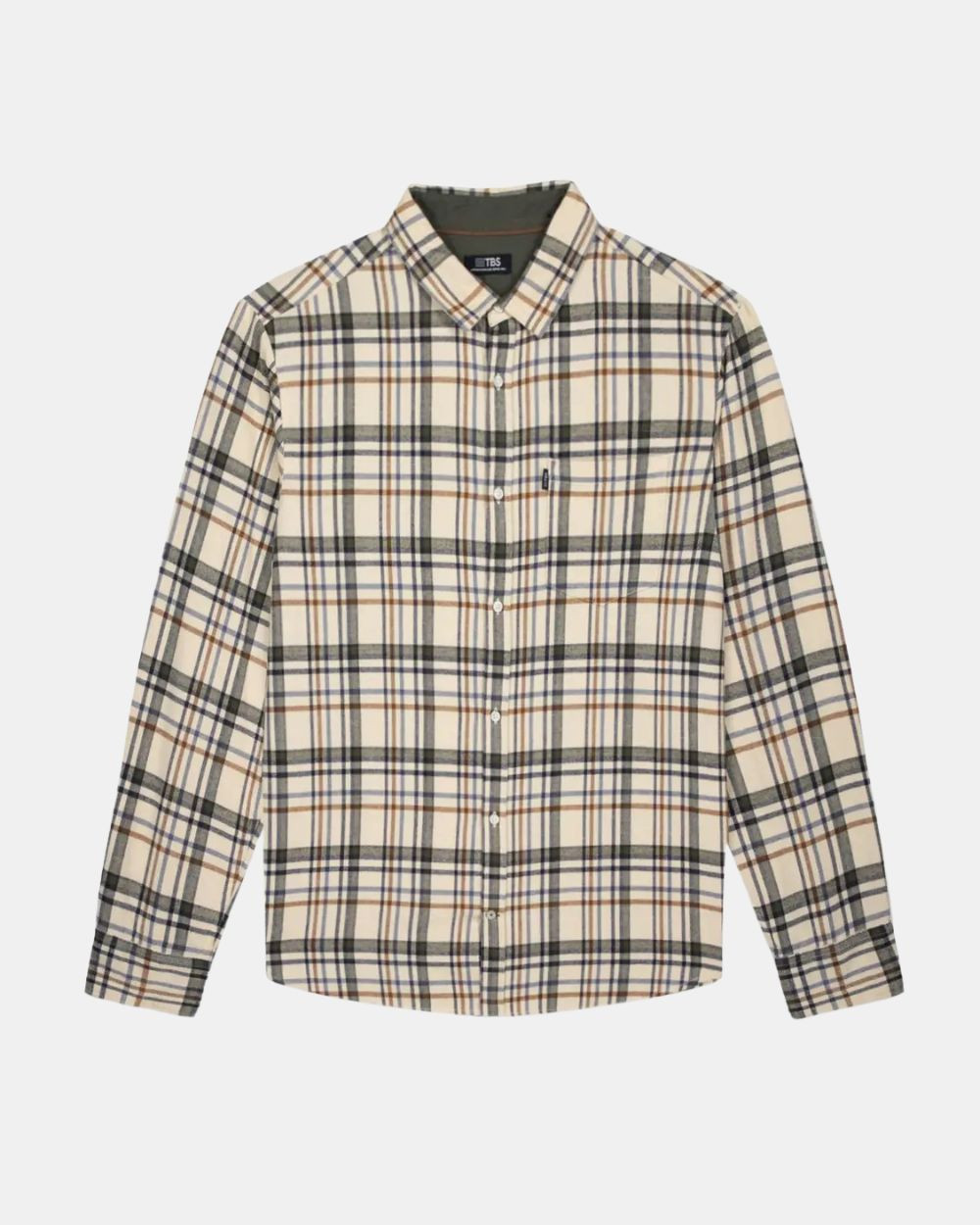 Chemise en flanelle à carreaux beige