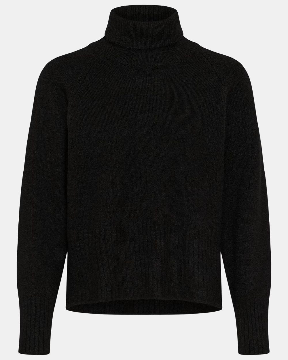 Pull col roulé côtelé black deep