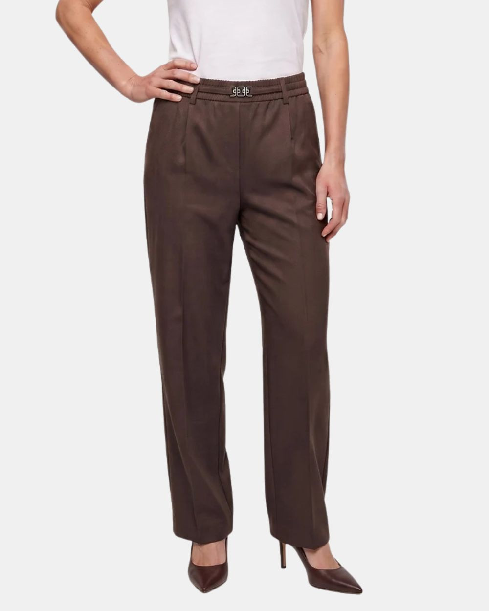 Pantalon droit plis pressés brown
